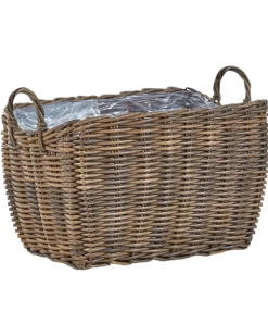 Sæt af 2 flet kurve til planter ORMOS 53/59 cm Brun PE-rattan