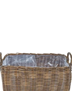 Sæt af 2 flet kurve til planter ORMOS 53/59 cm Brun PE-rattan