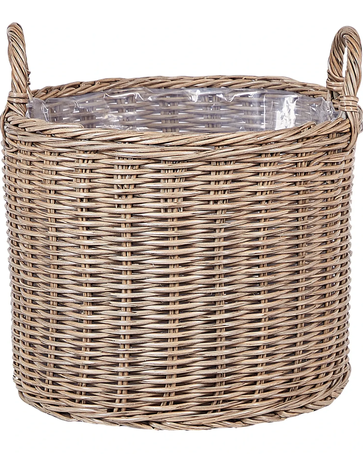 Sæt af 3 flet kurve til planter PENDULA 33/37/45 cm Naturlig PE-rattan