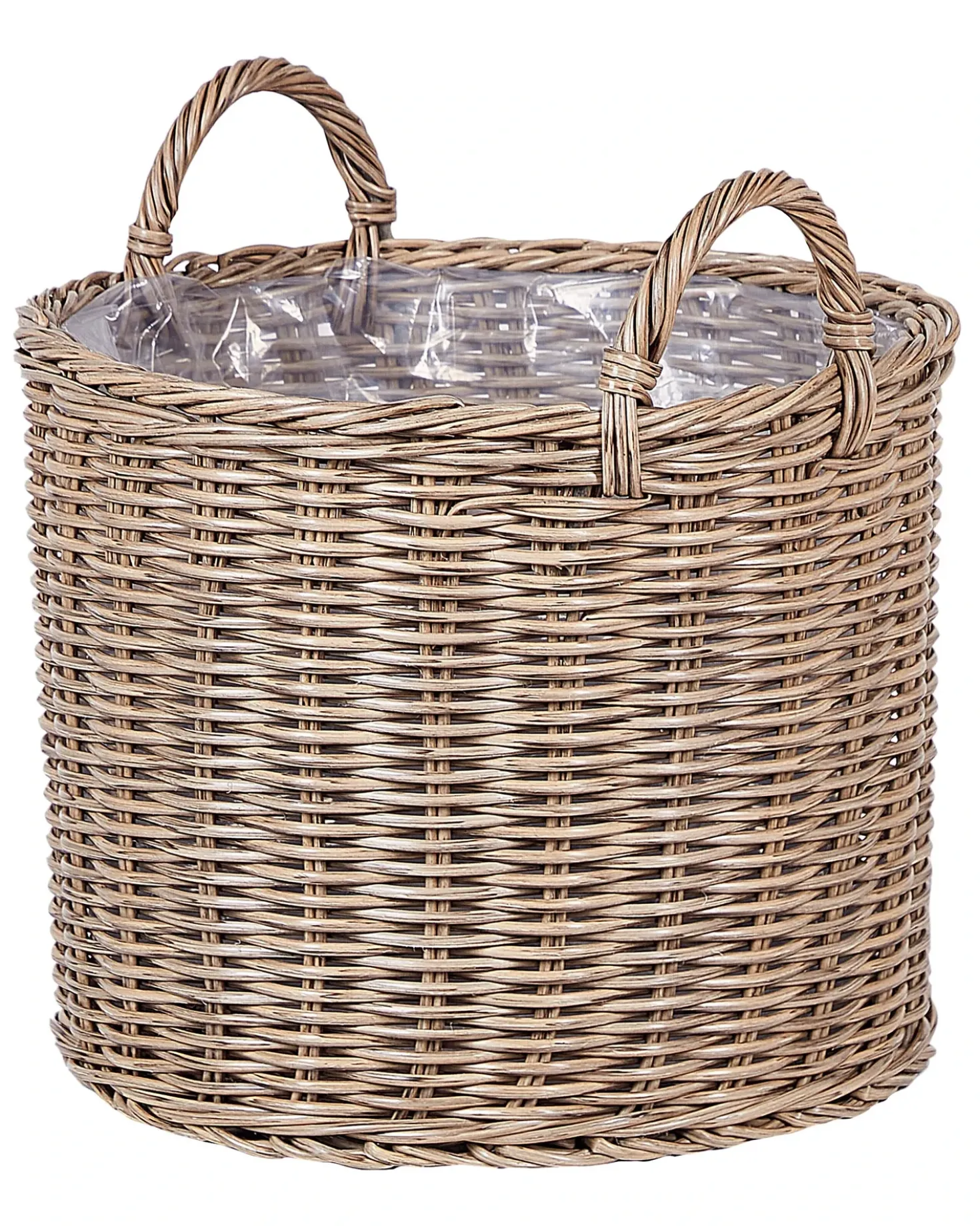 Sæt af 3 flet kurve til planter PENDULA 33/37/45 cm Naturlig PE-rattan