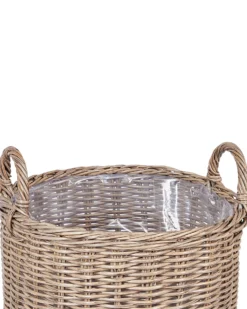 Sæt af 3 flet kurve til planter PENDULA 33/37/45 cm Naturlig PE-rattan