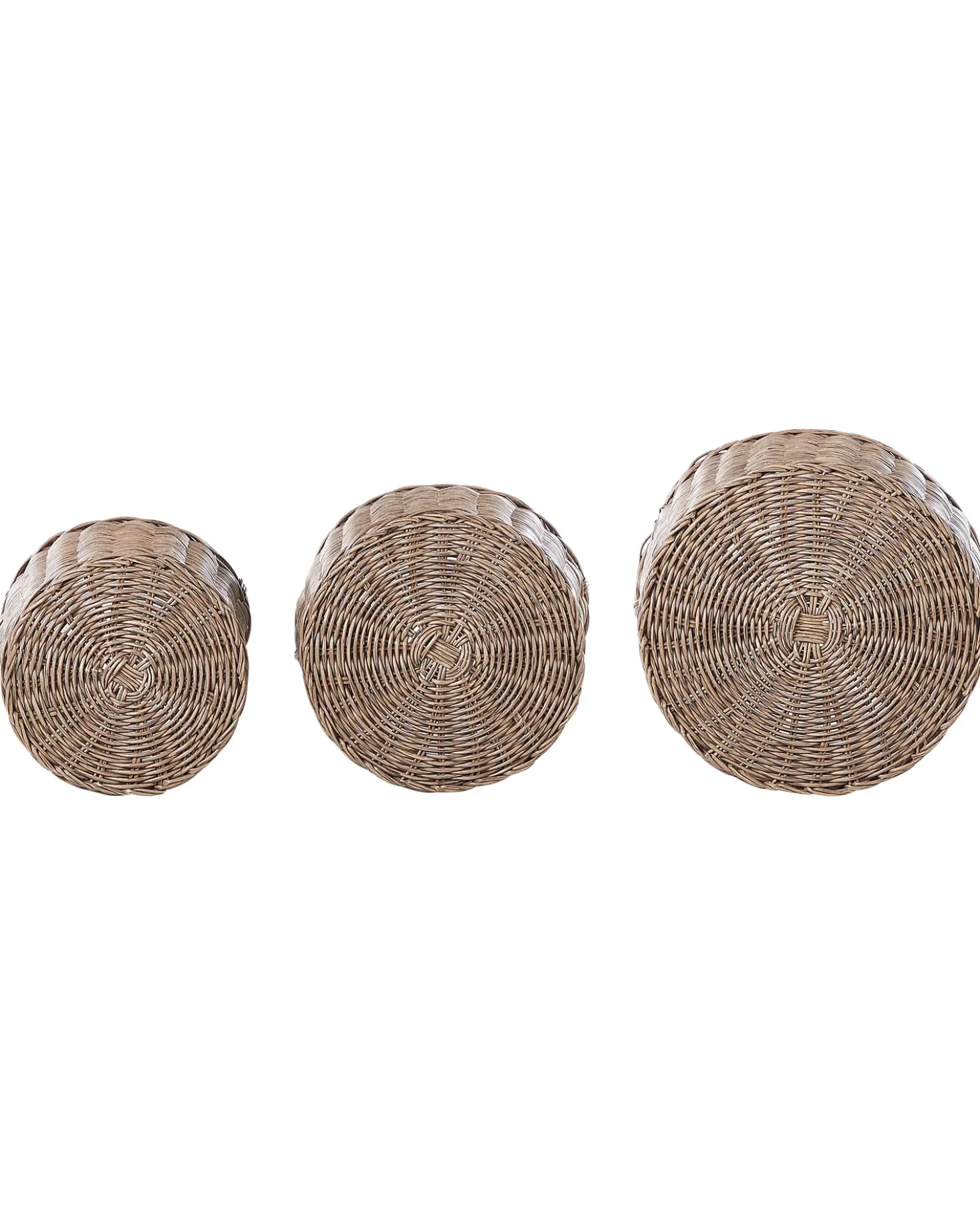 Sæt af 3 flet kurve til planter PENDULA 33/37/45 cm Naturlig PE-rattan