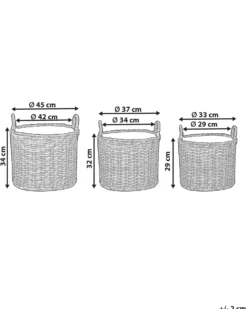 Sæt af 3 flet kurve til planter PENDULA 33/37/45 cm Naturlig PE-rattan