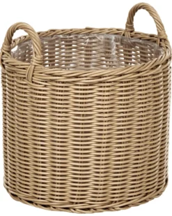 Sæt af 3 flet kurve til planter PENDULA 33/37/45 cm Naturlig PE-rattan