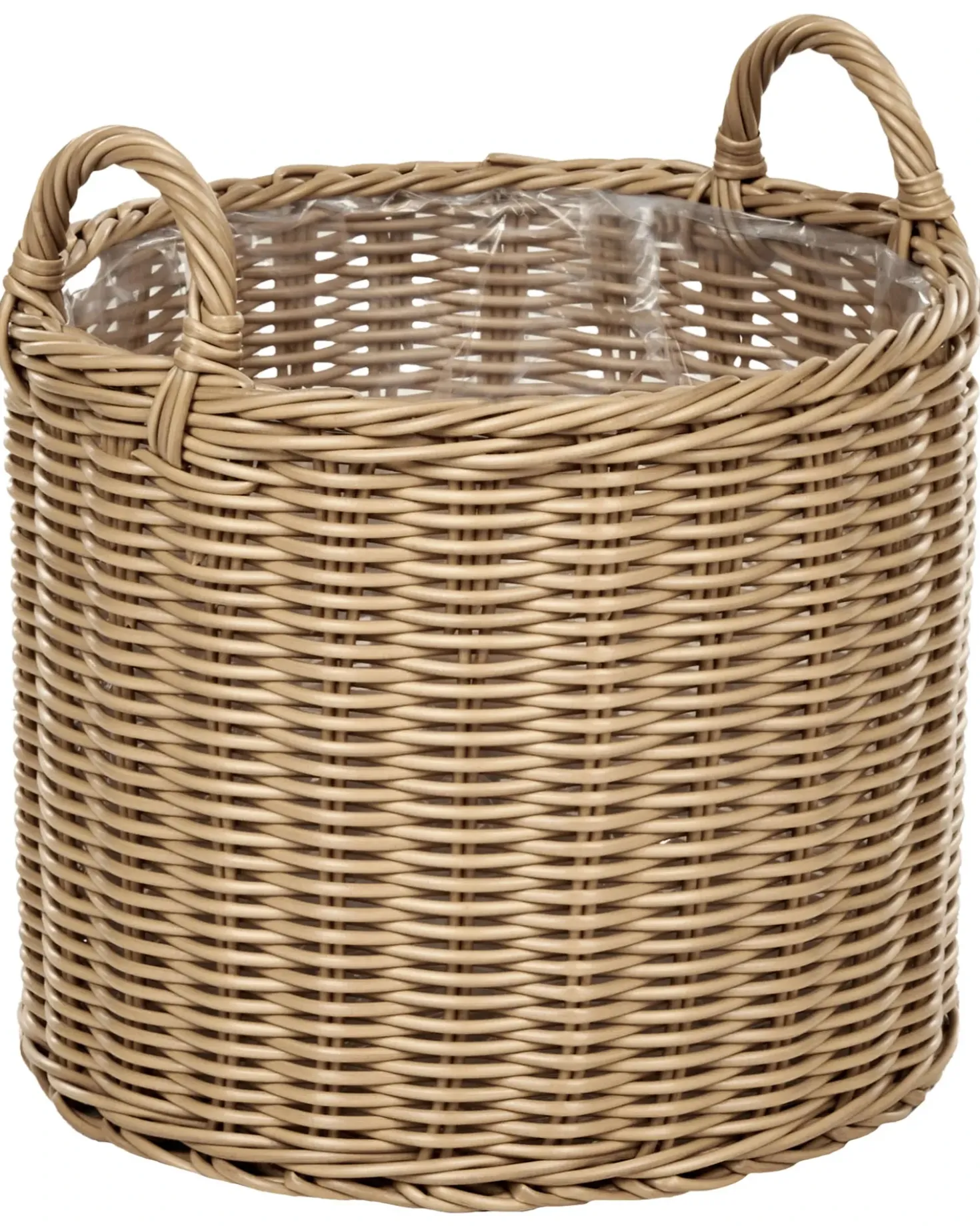 Sæt af 3 flet kurve til planter PENDULA 33/37/45 cm Naturlig PE-rattan