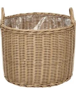 Sæt af 3 flet kurve til planter PENDULA 33/37/45 cm Naturlig PE-rattan