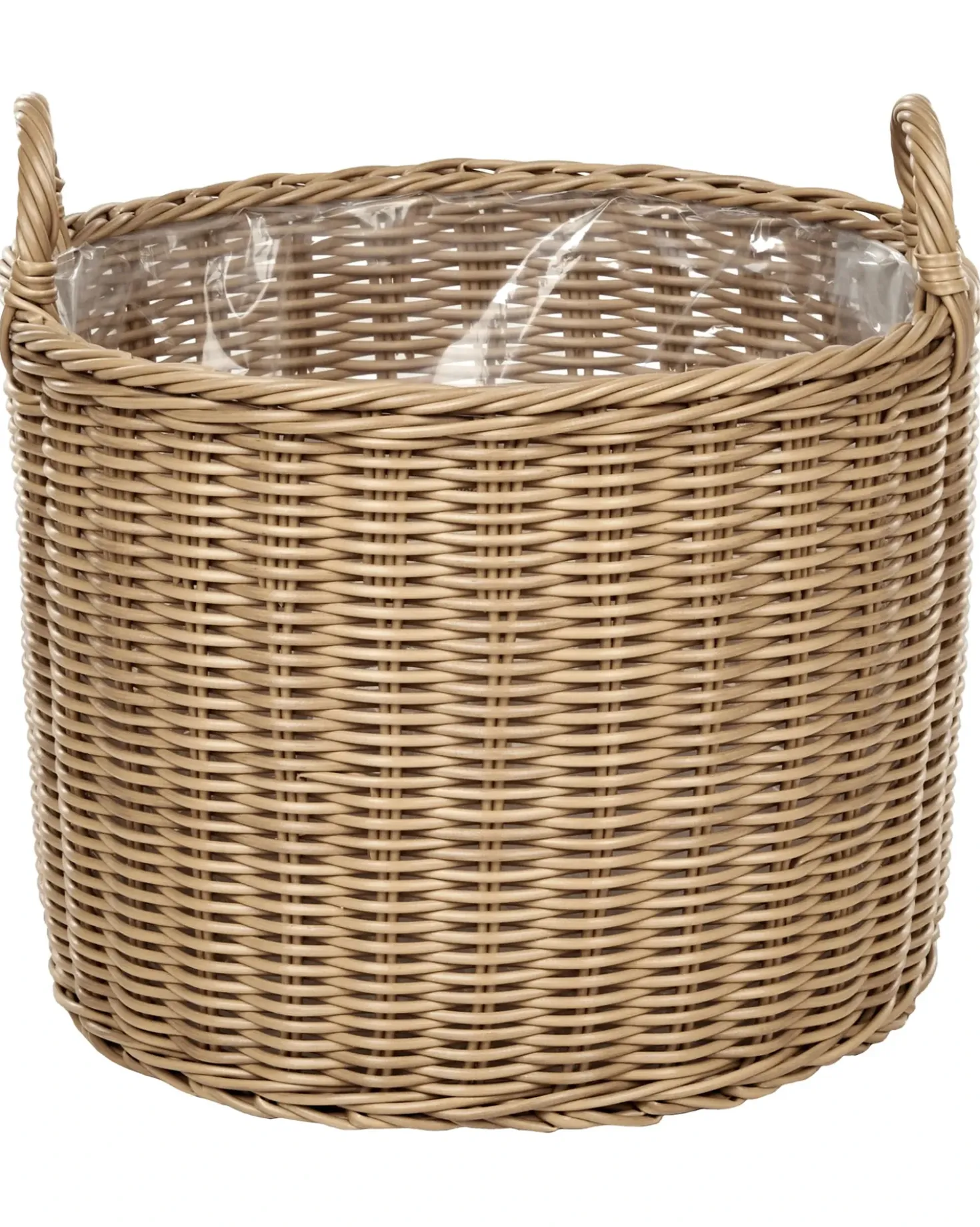 Sæt af 3 flet kurve til planter PENDULA 33/37/45 cm Naturlig PE-rattan