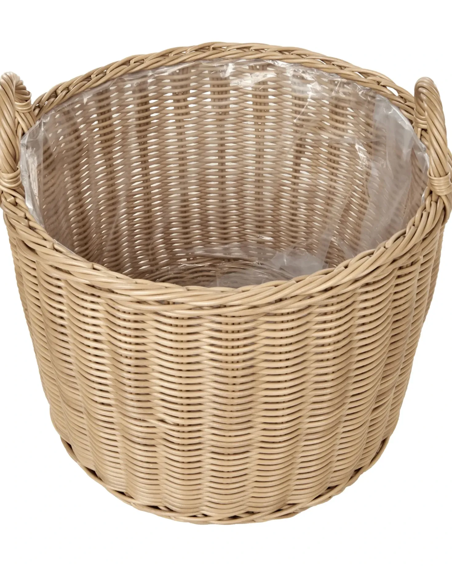 Sæt af 3 flet kurve til planter PENDULA 33/37/45 cm Naturlig PE-rattan