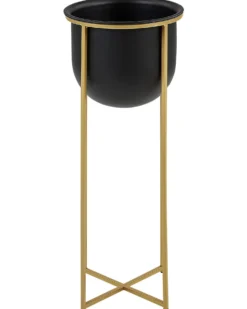 Sæt af 2 forhøjede plantekrukker THUJA Metal 21 cm Sort