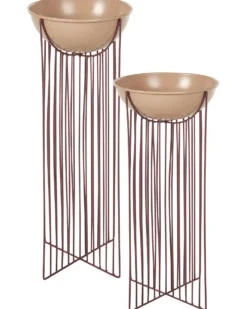Sæt af 2 forhøjede plantekrukker FICARIA Metal 22 cm Lyserød