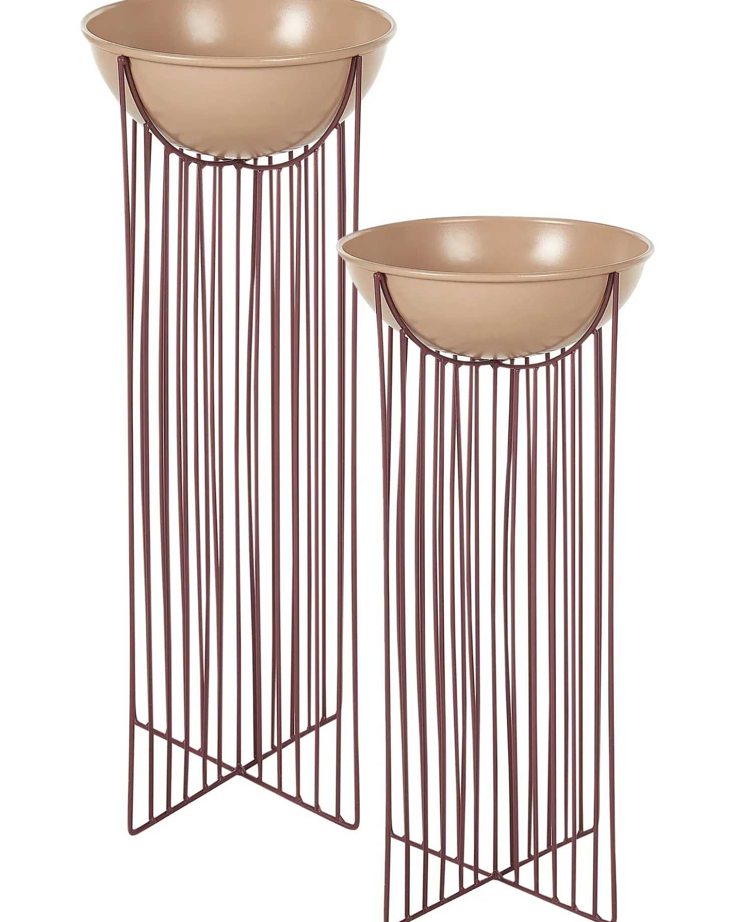 Sæt af 2 forhøjede plantekrukker FICARIA Metal 22 cm Lyserød