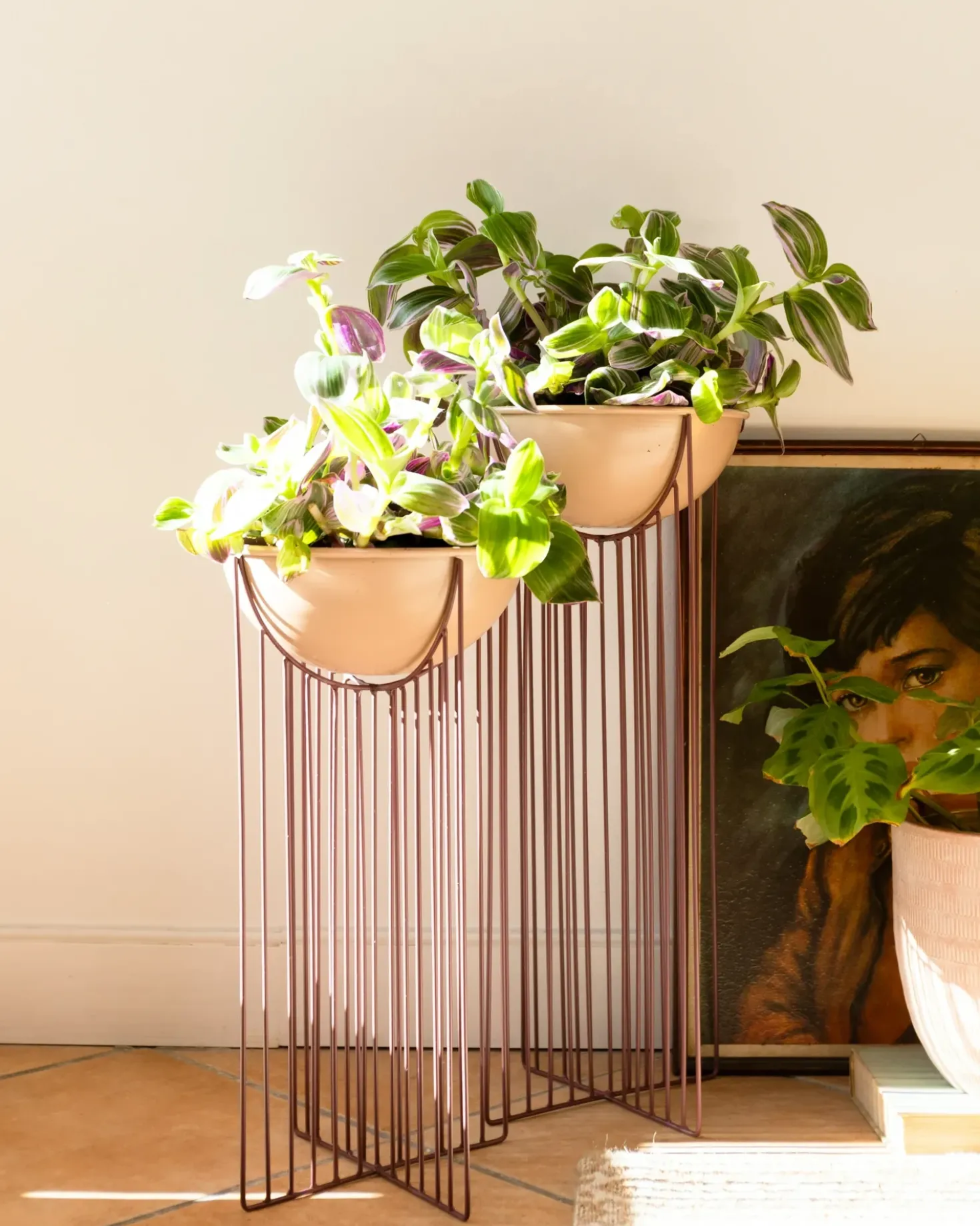 Sæt af 2 forhøjede plantekrukker FICARIA Metal 22 cm Lyserød