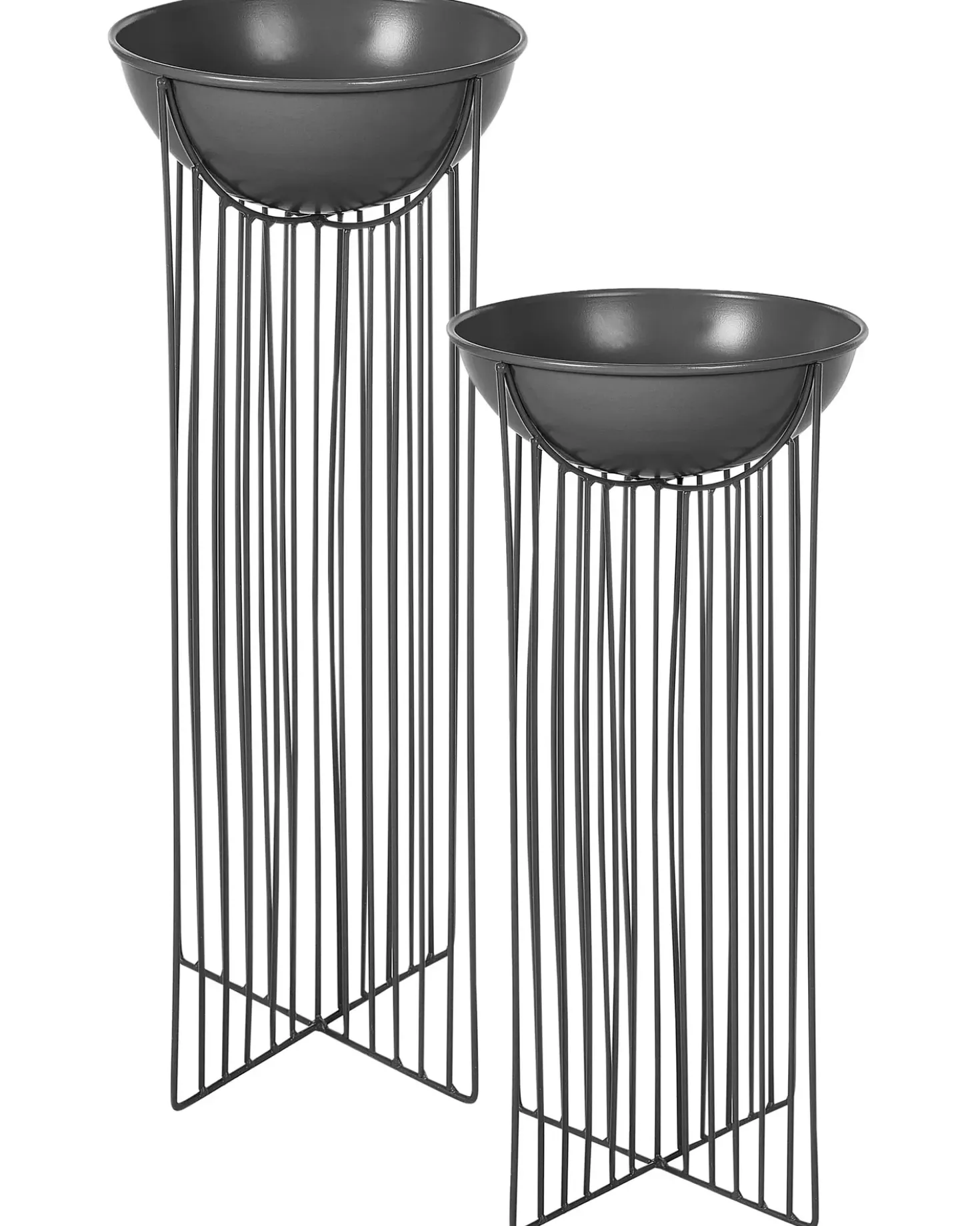 Sæt af 2 forhøjede plantekrukker FICARIA Metal 22 cm Sort