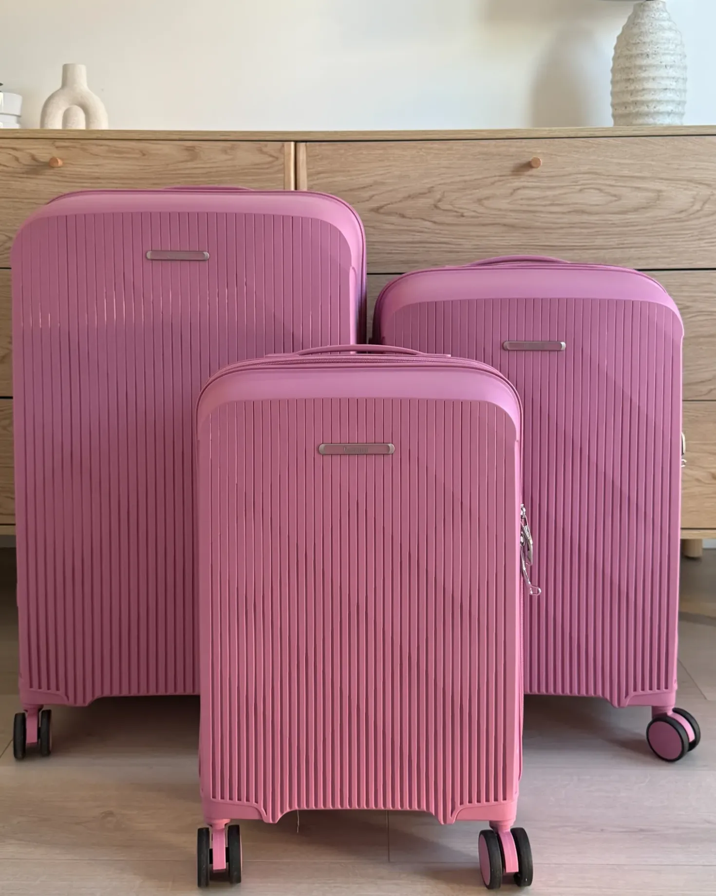 Sæt af 3 hardcase-kufferter TONSAI Lyserød