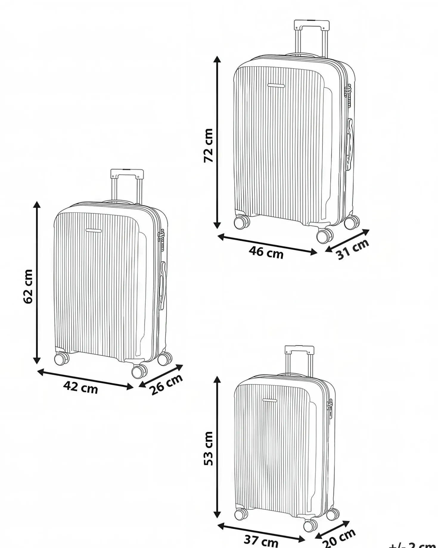 Sæt af 3 hardcase-kufferter TONSAI Lyserød