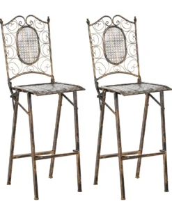 Sæt af 2 have barstole BORMIO Foldbar Metal Sort