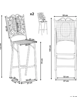 Sæt af 2 have barstole BORMIO Foldbar Metal Sort