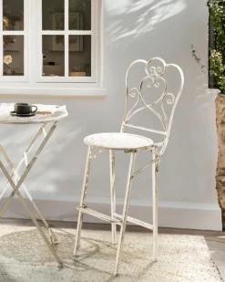 Sæt af 2 have barstole TRIESTE Foldbar Metal Lys Beige
