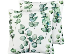 Sæt af 2 havehynder BOSQUE Plante mønster 45 x 45 cm Grøn