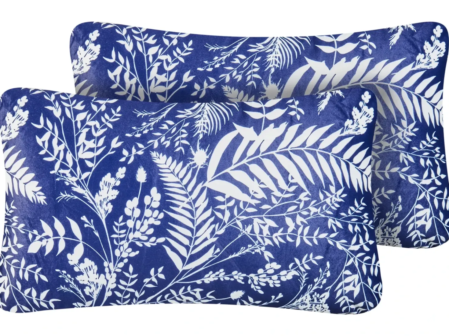 Sæt af 2 havehynder GLIMMER Plante mønster 30 x 50 cm Blå