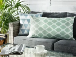 Sæt af 2 havehynder KALAMOS Geometrisk mønster 40 x 70 cm Mintgrøn
