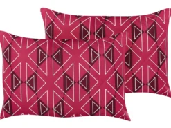 Sæt af 2 havehynder MEZZANO Geometrisk mønster 40 x 60 cm Fuchsia