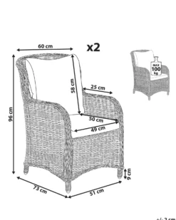 Sæt af 2 havelænestole CASCAIS PE-rattan Beige