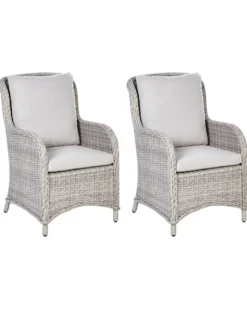 Sæt af 2 havelænestole CASCAIS PE-rattan Beige