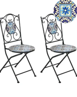 Sæt af 2 havestole AGGIUS Foldbar Metal Sort