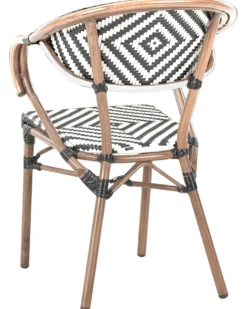 Sæt af 4 havestole CASPRI PE-rattan Sort/hvid