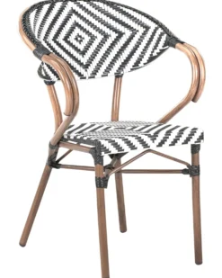 Sæt af 4 havestole CASPRI PE-rattan Sort/hvid
