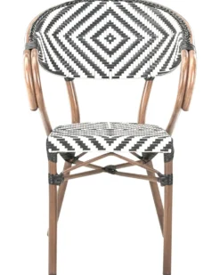 Sæt af 4 havestole CASPRI PE-rattan Sort/hvid