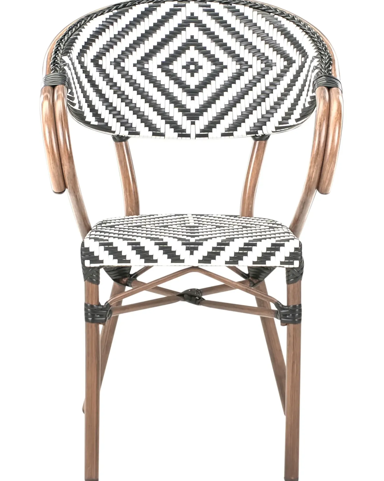 Sæt af 4 havestole CASPRI PE-rattan Sort/hvid