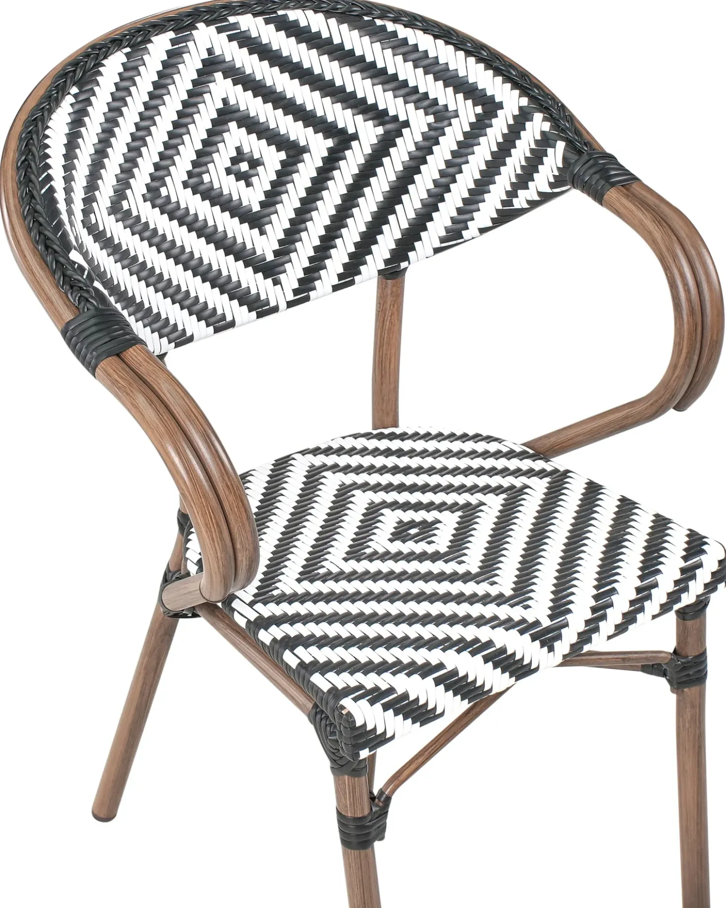 Sæt af 4 havestole CASPRI PE-rattan Sort/hvid