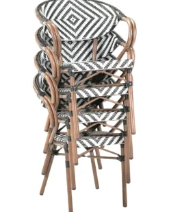 Sæt af 4 havestole CASPRI PE-rattan Sort/hvid