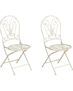 Sæt af 2 havestole COGGIA Foldbar Metal Lys Beige