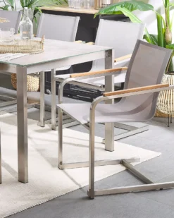 Sæt af 2 havestole COSOLETO Rustfrit stål Beige
