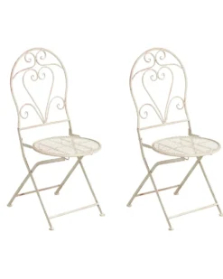 Sæt af 2 havestole FOLELLI Foldbar Metal Lys Beige