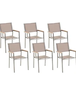 Sæt af 6 havestole GROSSETO Rustfrit stål Beige