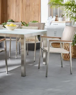 Sæt af 6 havestole GROSSETO Rustfrit stål Beige