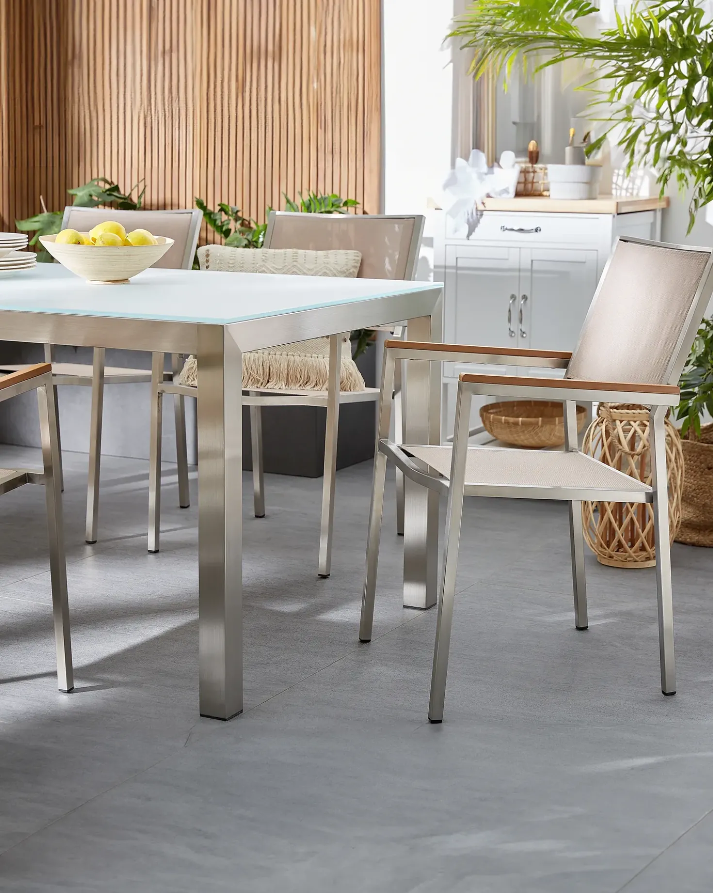 Sæt af 6 havestole GROSSETO Rustfrit stål Beige