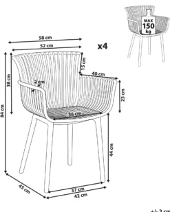 Sæt af 4 havestole PESARO Lysegrå
