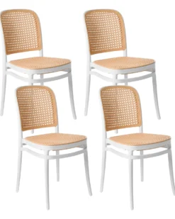 Sæt af 4 havestole PLOSE Hvid/beige