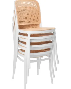 Sæt af 4 havestole PLOSE Hvid/beige