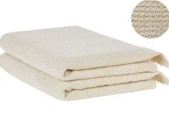 Sæt af 2 håndklæder ATIU Bomuldsfrotté Beige