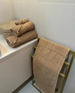 Sæt af 9 håndklæder MITIARO Bomuldsfrotté Sand Beige