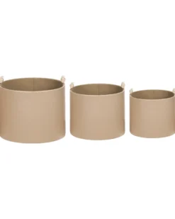 Sæt af 3 kurve ARAM Kunstlæder Beige