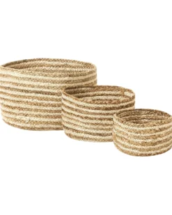 Sæt af 3 kurve KAHU Jute Naturlig