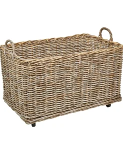 Sæt af 2 kurve KITIM med hjul Rattan Naturlig