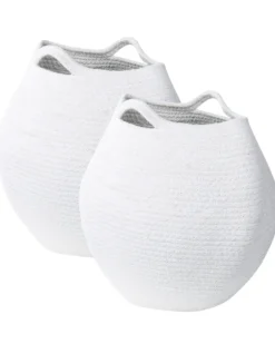 Sæt af 2 kurve PANJGUR Bomuld Hvid